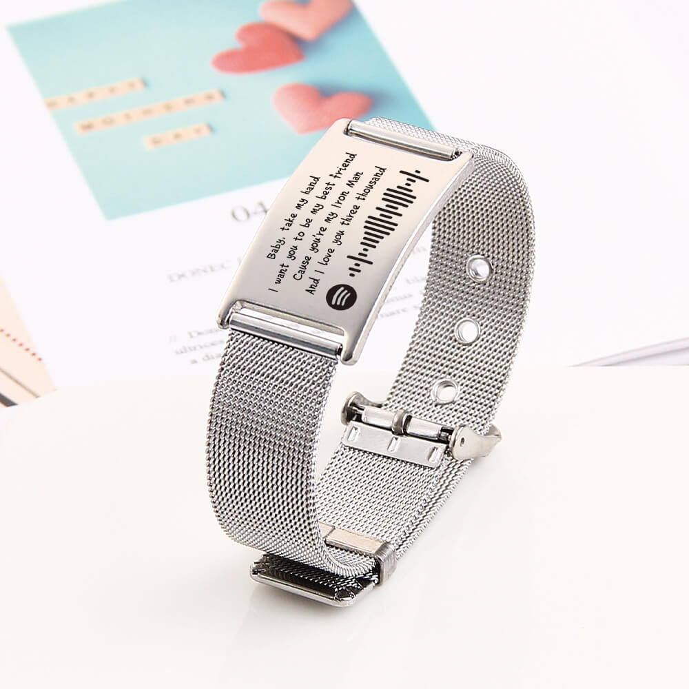 Personalized voice QR code can be customized strap bracelet music QR code can be engraved