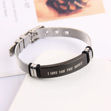 Silver Stainless Steel Personalized Custom Strap Bracelet