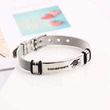 Silver Stainless Steel Personalized Graduation Gift Custom Strap Bracelet