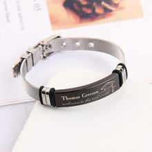 Silver Stainless Steel Personalized Graduation Gift Custom Strap Bracelet