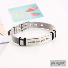 Silver Stainless Steel Personalized Handwriting Fingerprint Engravable Strap Bracelet