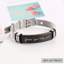 Silver Stainless Steel Personalized Handwriting Fingerprint Engravable Strap Bracelet