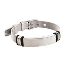 Voice QR Code Silver Stainless Steel Personalized Engravable Strap Bracelet