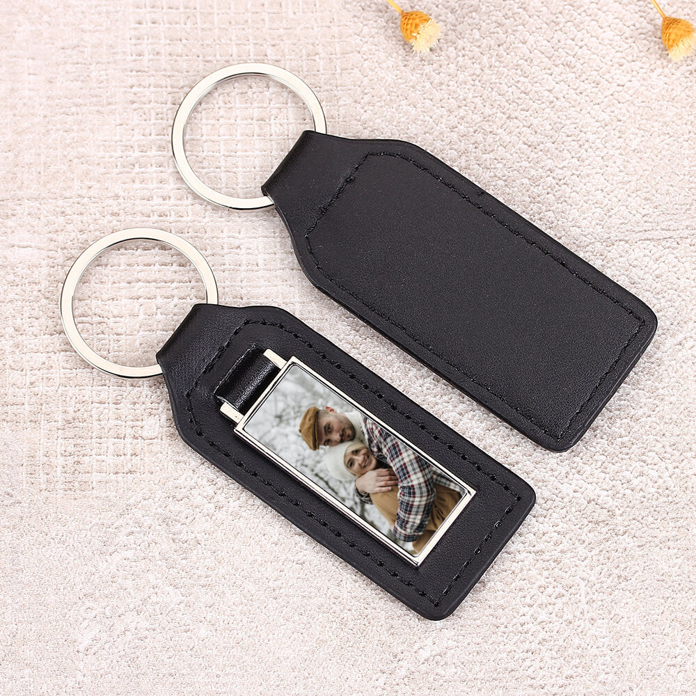 Personalized Custom Leather Metal Keychain Simple Metal Keyring Accessories