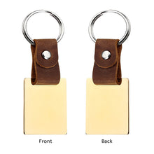 Custom Keychain Leather Link Engraved Photo Text Keyring Drive Safe Keychain Gift for Men