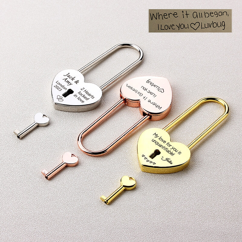 Personalized Heart Padlock Engraved Love Lock Custom Locked in Love Anniversary gift
