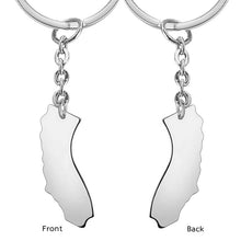 Personalized State Map Keychain Engraved Text Keyring for Family Friend