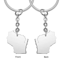 Map Shape Keychain Custom State Keychain Engraved Text Keyring Gift