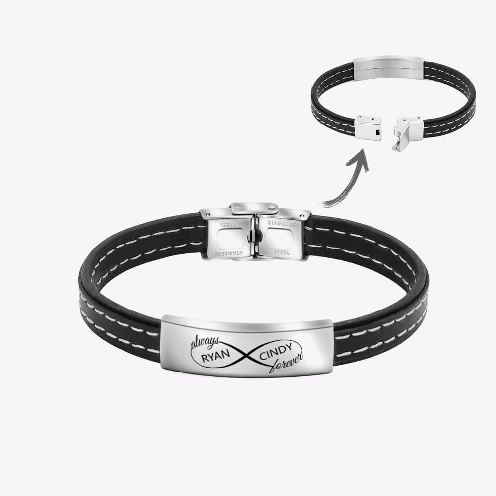 Multi-layer braided strip men's leather bracelet with handwriting