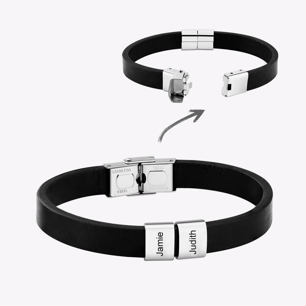 Men's Fashion Simple Square Bead Leather Bracelet Father's Day Gift