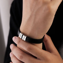 Men's Fashion Simple Square Bead Leather Bracelet Father's Day Gift