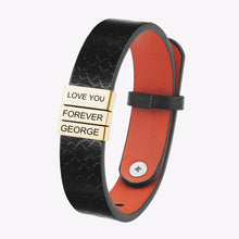 Men's Square Ring Beads Personalized Engraved Leather Bracelet Gifts For Dad
