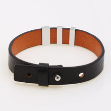 Men's Square Ring Beads Personalized Engraved Leather Bracelet Gifts For Dad