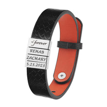 Men's leather bracelet stainless steel square ring can engrave text handwriting