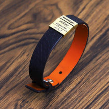 Men's leather bracelet stainless steel square ring can engrave text handwriting