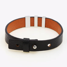 Men's leather bracelet stainless steel square ring can engrave text handwriting