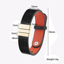 Men's leather bracelet stainless steel square ring can engrave text handwriting