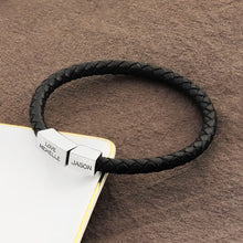 Fashion Simple Stainless Steel Lettering Men's Leather Magnetic Bracelet Gifts for Boyfriend