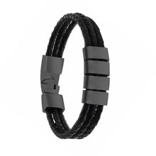 Personalized Custom Men's Retro Multi-layer Stainless Steel Lettering Braided Leather Bracelet