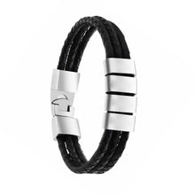 Personalized Custom Men's Retro Multi-layer Stainless Steel Lettering Braided Leather Bracelet