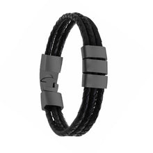 Personalized Custom Men's Retro Multi-layer Stainless Steel Lettering Braided Leather Bracelet