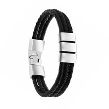 Multi-layer stainless steel lettering personalized custom men's vintage braided Leather bracelet