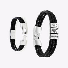 Personalized Custom Men's Retro Multi-layer Stainless Steel Lettering Braided Leather Bracelet
