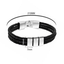 Personalized Custom Men's Retro Multi-layer Stainless Steel Lettering Braided Leather Bracelet