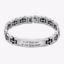 Personalized Handwritten Fingerprint Custom Motorcycle Chain Stainless Steel Men's Bracelet