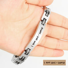 Personalized Handwritten Fingerprint Custom Motorcycle Chain Stainless Steel Men's Bracelet