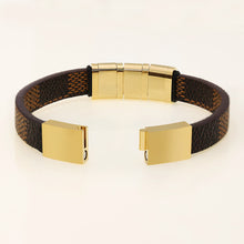 Fashion Personalized Engraved Name Stainless Steel Square Ring Bead Men Leather Bracelet