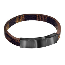 Personalized Engraved Stainless Steel Magnetic Leather Bracelet For Men