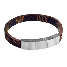 Personalized Engraved Stainless Steel Magnetic Leather Bracelet For Men