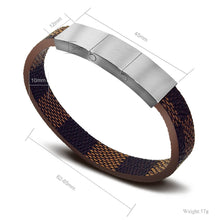 Personalized Engraved Stainless Steel Magnetic Leather Bracelet For Men