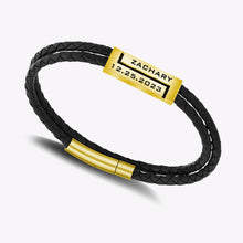 Personalized Custom Leather Men‘s Bracelet Name & Date Gifts For Boyfriend