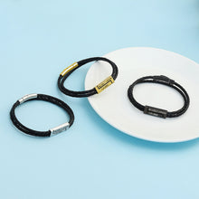 Personalized Custom Leather Men‘s Bracelet Name & Date Gifts For Boyfriend