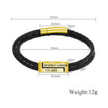 Personalized Custom Leather Men‘s Bracelet Name & Date Gifts For Boyfriend