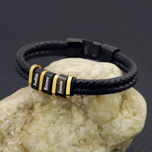 Statement Accessories Stainless Steel Beads Black Leather Braided Men's Bracelet