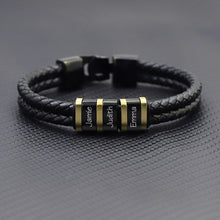 Statement Accessories Stainless Steel Beads Black Leather Braided Men's Bracelet