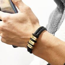 Statement Accessories Stainless Steel Beads Black Leather Braided Men's Bracelet