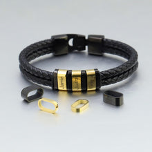 Statement Accessories Stainless Steel Beads Black Leather Braided Men's Bracelet