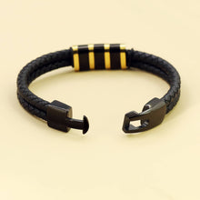 Statement Accessories Stainless Steel Beads Black Leather Braided Men's Bracelet