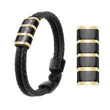 Statement Accessories Stainless Steel Beads Black Leather Braided Men's Bracelet