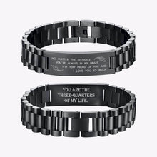 Personalized Custom Stainless Steel Black Strap Lettering Bracelet