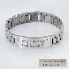 Personalized Custom Stainless Steel Black Strap Lettering Bracelet