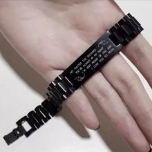 Personalized Custom Stainless Steel Black Strap Lettering Bracelet