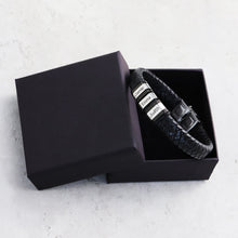 Silver Stainless Steel Customizable Black Braided Leather Men's Bracelet