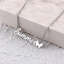 14K Gold Plated Name Necklace Custom Name Necklace With Butterfly