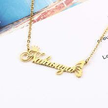 Personalized Crown Butterfly Cut-Out Name Necklace