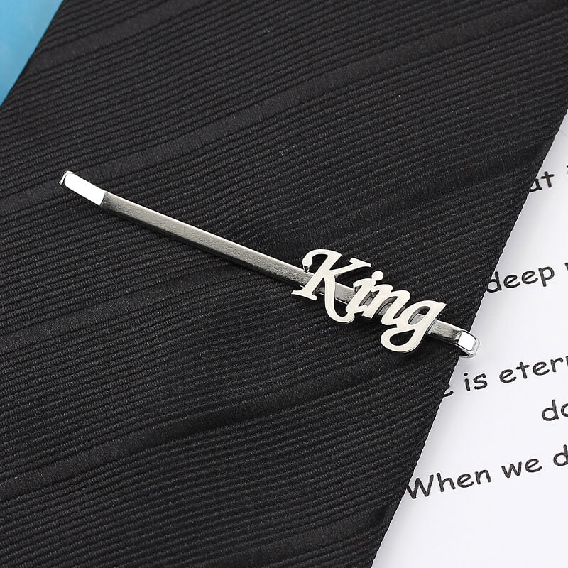 Custom Named Initials Tie Clip for Dad, Personalized Named Initials Tie Bar